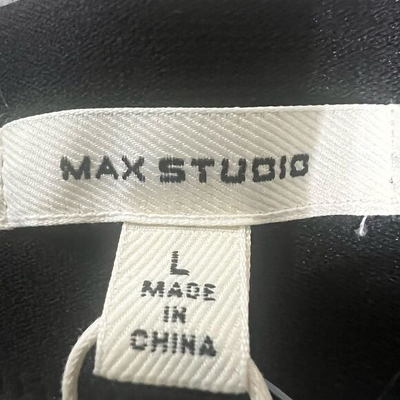 Max Studio black white polka dot pull on skinny pants large preppy academia - Picture 4 of 5